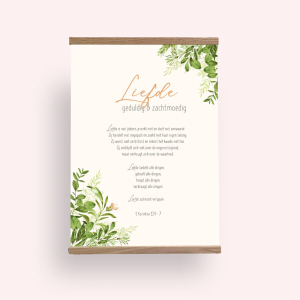 Textielposter Liefde 40x50cm met Houten Hangers