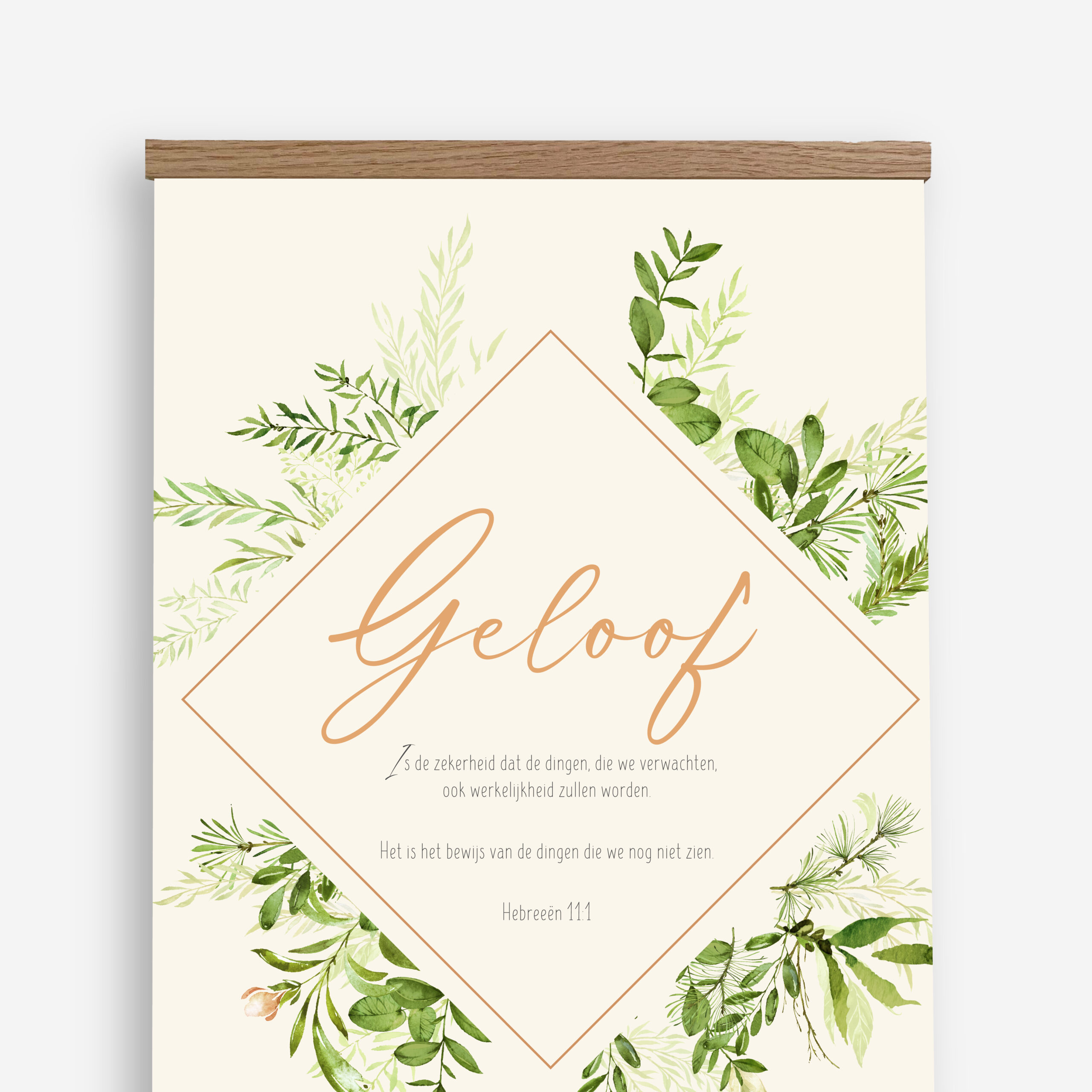 Textielposter Geloof 40x50cm met Houten Hangers