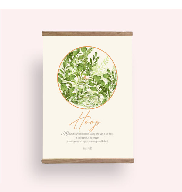 Textielposter Hoop A4 met Houten Hangers