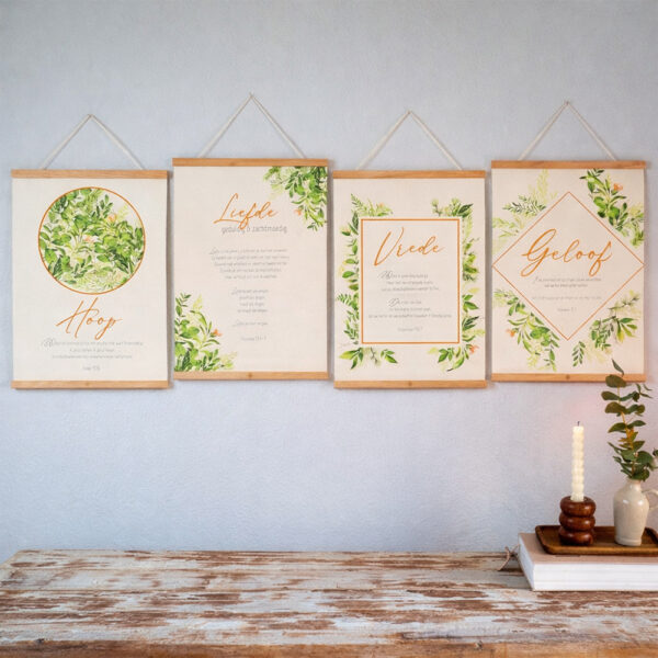 Textielposter Geloof 40x50cm met Houten Hangers