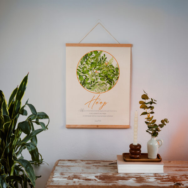 Textielposter Hoop 40x50cm met Houten Hangers