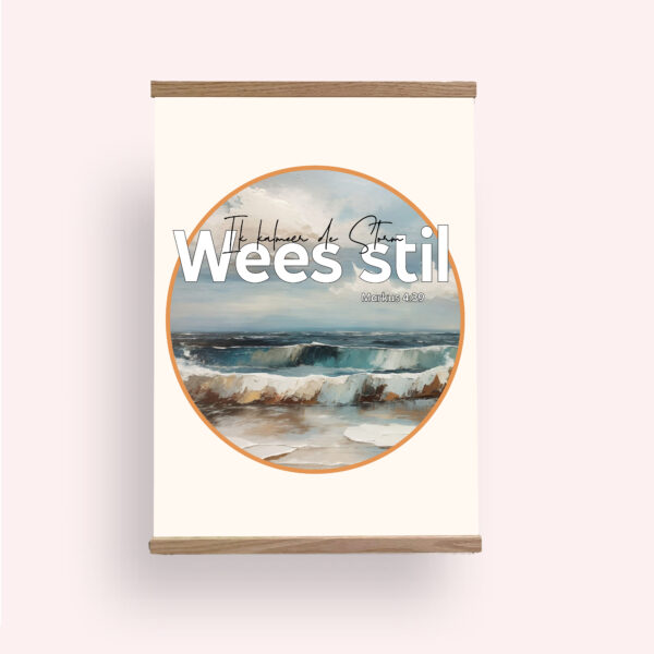 Textielposter Wees Stil Markus A4 met Houten Hangers