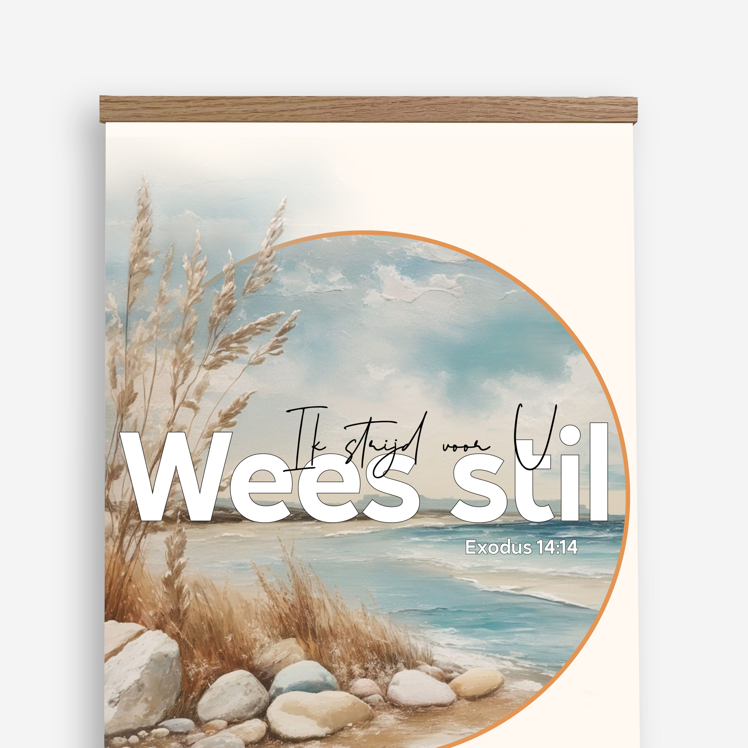 Textielposter Wees Stil Exodus A4 met Houten Hangers